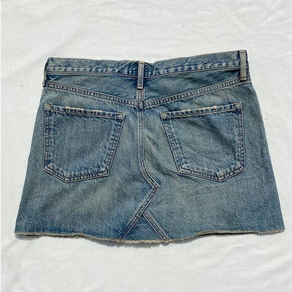 New Citizens of Humanity Blue Dirty Wash Distressed Cutoff Jean Mini Skirt Sz 27 - Picture 11 of 11
